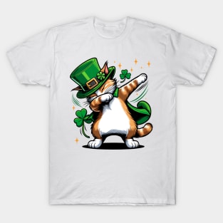 St. Patrick's Dabbing Ginger Cat Tee | Festive Irish Kitty Apparel T-Shirt